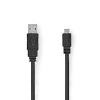 Nedis USB kábel | USB 2.0 | USB-A Dugasz | USB Micro-B Dugasz | 480 Mbps | Nikkelezett | 1.00 m | Lapos | PVC | Fekete | Műanyag Zacskó
