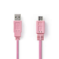 Nedis USB kábel | USB 2.0 | USB-A Dugasz | USB Micro-B Dugasz | 480 Mbps | Nikkelezett | 1.00 m | Lapos | PVC | Rózsaszín | Műanyag Zacskó