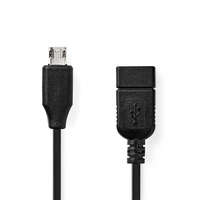 Nedis USB Mikro-B Adapter | USB 2.0 | USB Micro-B Dugasz | USB-A Aljzat | 480 Mbps | 0.20 m | Lapos | Nikkelezett | PVC | Fekete | Műanyag Zacskó