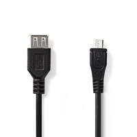 Nedis USB Mikro-B Adapter | USB 2.0 | USB Micro-B Dugasz | USB-A Aljzat | 480 Mbps | 0.20 m | Kerek | Nikkelezett | PVC | Fekete | Műanyag Zacskó