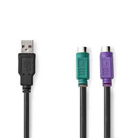 Nedis 2 az 1-ben kábel | USB 2.0 | USB-A Dugasz | 2x PS/2 Aljzat | 480 Mbps | 0.30 m | Nikkelezett | Kerek | PVC | Fekete | Műanyag Zacskó