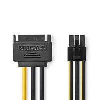 Nedis Belső hálózati kábel | SATA 15-Tűs Dugasz | PCI Express Aljzat | Aranyozott | 0.20 m | Kerek | PVC | Fekete / Sárga | Műanyag Zacskó