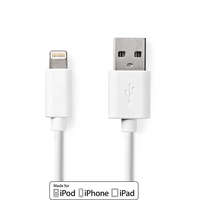 Nedis Lightning Kábel | USB 2.0 | Apple Lightning, 8 Pólusú | USB-A Dugasz | 480 Mbps | Nikkelezett | 1.00 m | Kerek | PVC | Fehér | Papírfüles