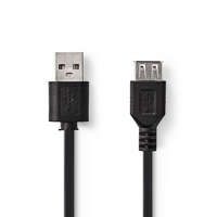 Nedis USB kábel | USB 2.0 | USB-A Dugasz | USB-A Aljzat | 480 Mbps | Nikkelezett | 3.00 m | Kerek | PVC | Fekete | Papírfüles