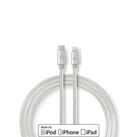 Nedis Lightning Kábel | USB 2.0 | Apple Lightning, 8 Pólusú | USB-C™ Dugasz | 480 Mbps | Aranyozott | 1.00 m | Kerek | Márkás / Nejlon Tok | Aluminium / Ezüst | Ablakos Fedő Doboz