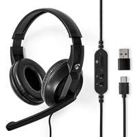 Nedis PC headset | Teljes Fület Befedő Kialakítás | Stereo | USB Type-A / USB Type-C™ | Felhajtható Mikrofon | Fekete