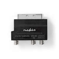 Nedis SCART adapter | SCART Dugasz | S-Video Female / 3x RCA Aljzat | Nikkelezett | Kapcsolható | ABS | Antracit | 1 db | Ablakos Doboz