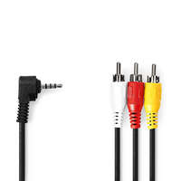 Nedis Audio Video kábel | 3.5 mm Dugasz | 3x RCA Dugasz | Nikkelezett | 1.00 m | Kerek | PVC | Fekete