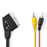 Nedis SCART kábel | SCART Dugasz | 2x RCA Dugasz | Nikkelezett | Kapcsolható | 480p | 2.00 m | Kerek | PVC | Fekete | Műanyag Zacskó