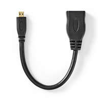 Nedis Nagy Sebességű HDMI ™ kábel Ethernet | HDMI™ Micro Csatlakozó | HDMI™ Kimenet | 4K@30Hz | 10.2 Gbps | 0.20 m | Kerek | PVC | Fekete | Műanyag Zacskó