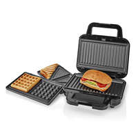 Nedis Több grillező | Grill / Sandwich / Waffle | 700 W | 22 x 12.5 cm | Automatikus hőmérséklet-szabályozással | Műanyag / Rozsdamentes Acél