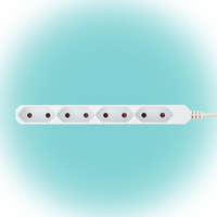 Somogyi Elektronic Home NV 4E-5/WH EURO hálózati elosztó, 5 m, H05VVH2-F 2 x 0,75 mm2, 4 védőérintkezős EURO aljzat, max. 2300 W, fehér