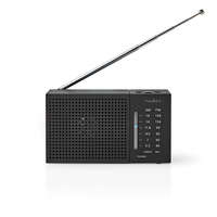Nedis FM rádió Hordozható kivitel | AM / FM | Elemes Áramellátás | Analóg | 1.5 W | Fekete Fehér Képernyő | Bluetooth® | Fejhallgató kimenet |