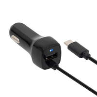  SAL SAU 24C autós USB töltő 2in1, 2 készülék, USB, USB-C, 2,4 A összesen