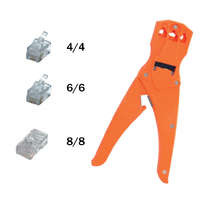 Somogyi Elektronic Home TW 3-6 préselő fogó, telefondugóhoz, 210 mm, 3 mérethez, 2 csupaszolási hossz, ABS műanyag