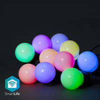 Nedis SmartLife Dekoratív Lámpák | Party LED füzér | Wi-Fi | Fehér / RGB | 10 db. LED | 9.00 m | Android™ | Izzó átmérő: 50 mm