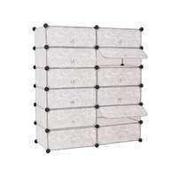 Cipőtároló, elemekből álló, 12 rekeszes, 105 x 92 x 36 cm, fehér