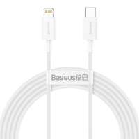 USB Type-C töltő- és adatkábel, Lightning, 200 cm, 20W, törésgátlóval, gyorstöltés, PD, Baseus Superior, CATLYS-C02, fehér