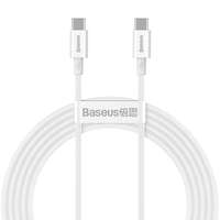USB Type-C töltő- és adatkábel, USB Type-C, 200 cm, 5000 mA, 100W, törésgátlóval, gyorstöltés, PD, Baseus Superior, CATYS-C02, fehér