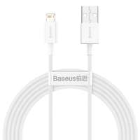 USB töltő- és adatkábel, Lightning, 200 cm, 2400 mA, törésgátlóval, gyorstöltés, PD, Baseus Superior, CALYS-C02, fehér