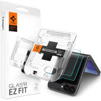 Samsung Galaxy Z Flip6 / Z Flip7 FE SM-F741B / F761B, Kijelzővédő fólia, ütésálló fólia az íves részre nem hajlik rá!), Tempered Glass (edzett üveg), Előlapi kijelzőre, Spigen Ez Fit, Clear, 2 db / csomag