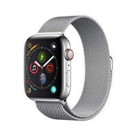 Apple Watch 4-6, SE, SE (2022) (42 / 44 mm) / Watch 7-9 (45 mm) / Watch 10 (46 mm) / Watch Ultra 1-2 (49 mm), fém pótszíj, milánói stílus, mágnes zárral, Devia Elegant, ezüst
