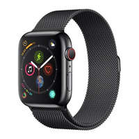 Apple Watch 4-6, SE, SE (2022) (42 / 44 mm) / Watch 7-9 (45 mm) / Watch 10 (46 mm) / Watch Ultra 1-2 (49 mm), fém pótszíj, milánói stílus, mágnes zárral, Devia Elegant, fekete