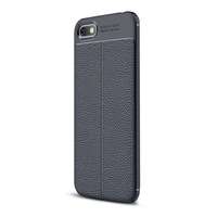 Huawei Y5 Prime (2018) / Honor 7S, TPU szilikon tok, bőrhatású, varrásminta, sötétkék