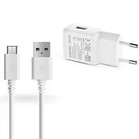 Hálózati töltő adapter, 5V / 2000mA, USB aljzat, microUSB kábellel, gyorstöltés, Samsung, fehér, gyári