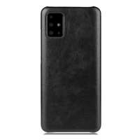 Samsung Galaxy A51 SM-A515F, Műanyag hátlap védőtok, bőrhatású hátlap, fekete