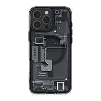 Spigen Apple iPhone 16 Pro Max, Műanyag hátlap védőtok + szilikon keret, Magsafe töltővel kompatibilis, iPhone belső minta, Spigen Ultra Hybrid Zero One Mag, átlátszó/füst