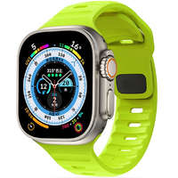 Apple Watch 4-6, SE, SE (2022) (42 / 44 mm) / Watch 7-9 (45 mm) / Watch 10 (46 mm) / Watch Ultra 1-2 (49 mm), szilikon pótszíj, állítható, TP IconBand Line, lime