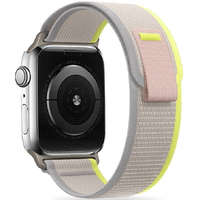 Apple Watch 4-6, SE, SE (2022) (42 / 44 mm) / Watch 7-9 (45 mm) / Watch 10 (46 mm) / Watch Ultra 1-2 (49 mm), textíl pótszíj, nylon, állítható, légáteresztő, TP Nylon, bézs/sárga