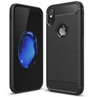 iPhone Telefontok iPhone X / iPhone XS - Carbon Fiber fekete szilikon tok