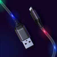 Kábelek - Adapterek LED adatkábel: Proda Leiyin Series PD-B14i Sound-aktivált LED USB / Lightning kábel 2.1A 1M fekete