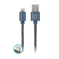 Kábelek - Adapterek Kábel: Forever Jeans - Lightning kék adatkábel 1m, 2A