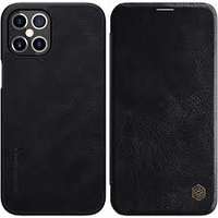iPhone Telefontok iPhone 12 Pro Max - Nillkin Qin Kihajtható bőr tok fekete