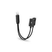 Kábelek - Adapterek Adapter: 2in1 Audio + Töltő (Lightning) adapter iPhone készülékekhez, fekete