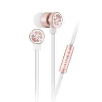 Tokgalaxis Headset: GUESS - fehér / rose gold, hangerőszabályzós stereo headset audio csatlakozóval