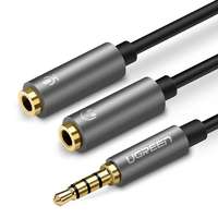 UGreen kábel - Audio elosztó kábel, mikrofon és fejhallgató végekkel / jack (3.5mm) csatlakozó - fekete/szürke