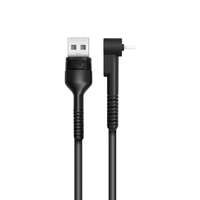 Kábelek - Adapterek Kábel: XO-NB100 - USB / Type-C (USB-C) fekete kábel 1m (90 fokban elfordított csatlakozó véggel) 2,1A