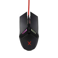 Tokgalaxis Egér - MaxLife MXGM-200 - piros szövet vezetékes, optikai fekete Gamer egér, háttérvilágítással