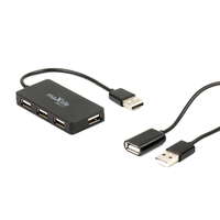 Kábelek - Adapterek Adapter: MaxLife HUB - 4xUSB porttal + USB fekete kábel, 1,5m