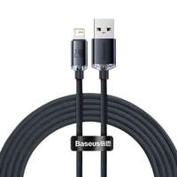 Kábelek - Adapterek Kábel: BASEUS - USB / Lightning ultra gyors, fekete szövet kábel 2m, 2,4A