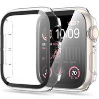 Okosóra védő tok - Átlátszó 360 fokos műanyag védő tok APPLE WATCH 4 / 5 / 6 / SE / SE 2 / SE 3 (44mm) okosórához