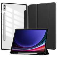 Samsung Tablettok Samsung Galaxy Tab S9 FE+ 12,4 coll (SM-X610, SM-X616) - fekete smart case tablet tok, átlátszó hátlappal, ceruza tartóval