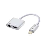 Kábelek - Adapterek Adapter: Devia EH018 - 2in1 Audio + töltő (Lightning) adapter iPhone készülékekhez, fehér