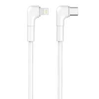Maxlife MXUC-09 kábel - Type-C (USB-C) / Lightning fehér kábel 1m (90 fokban elfordított csatlakozó végekkel) 27W