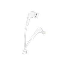 Maxlife MXUC-09 kábel - USB / Lightning fehér kábel 1m (90 fokban elfordított csatlakozó végekkel) 2,4A