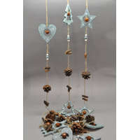 Decoration & Design Kft Csillag-Szív-Fenyő Girland Tobozzal-Csengővel Fa 125Cm Kék-Fehér-Barna